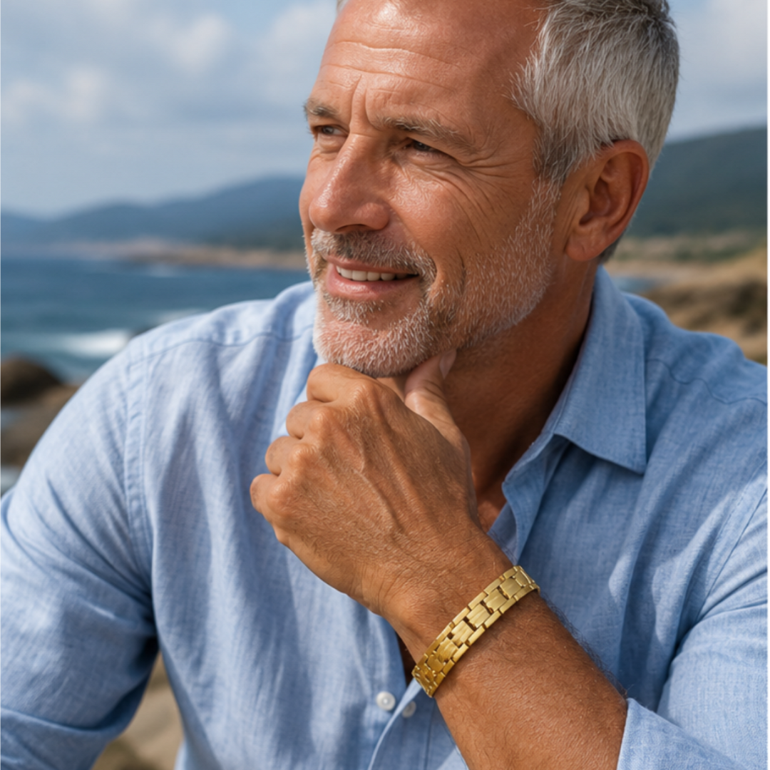 Strong Men’s Magnetic Bracelet Gold Titanium
