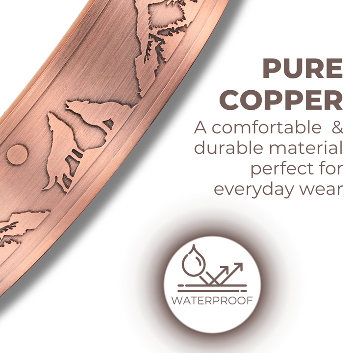 Mens Copper Magnetic Bangle Bracelet Wolf New Design
