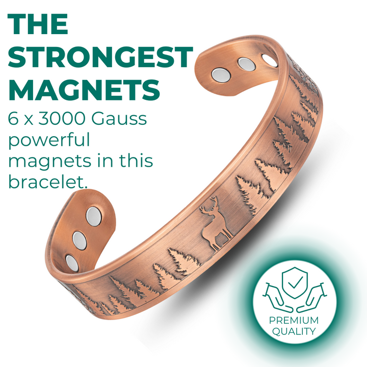 Mens Copper Magnetic Bangle Bracelet Deer - New Design