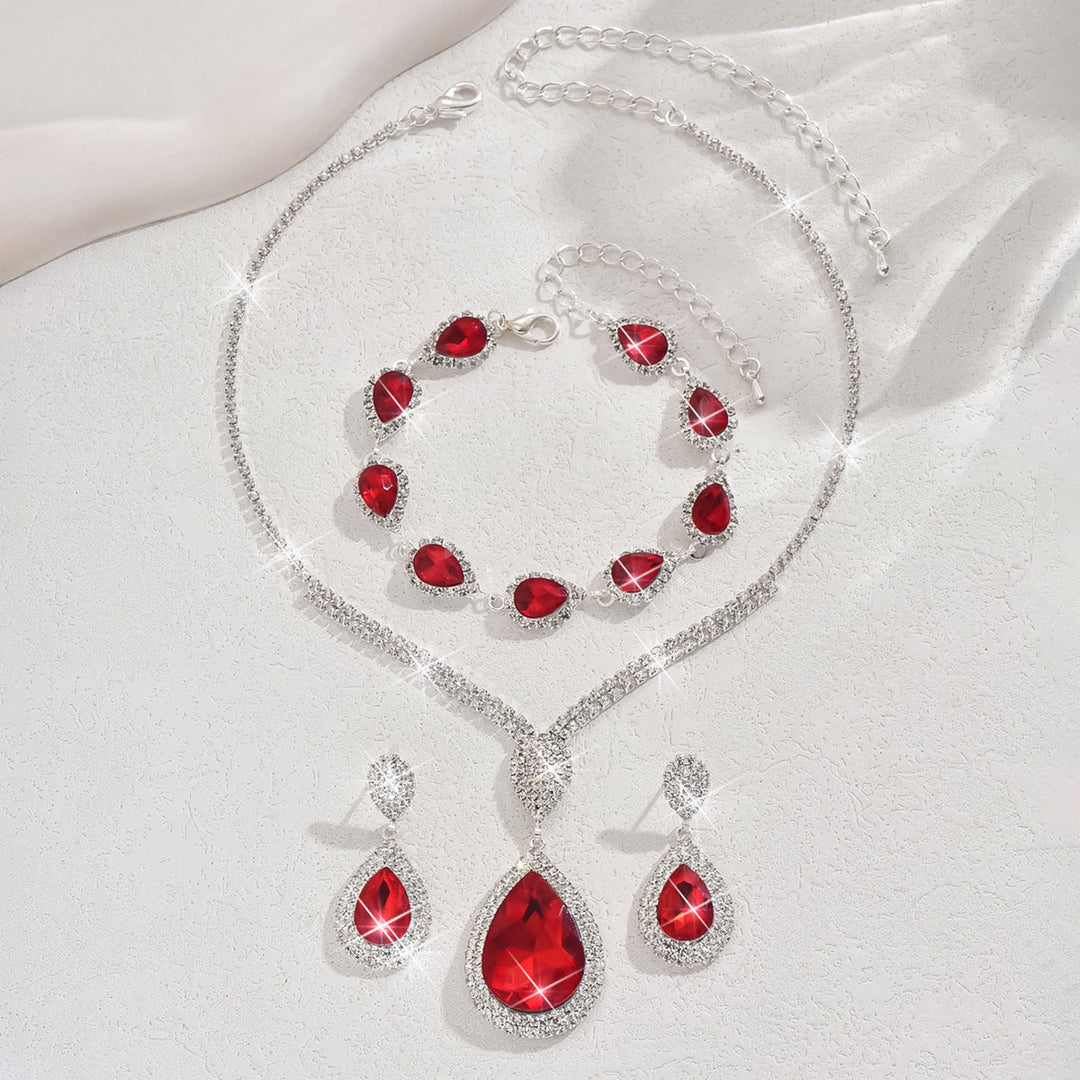 Ruby Teardrop Jewelry Set | Silver