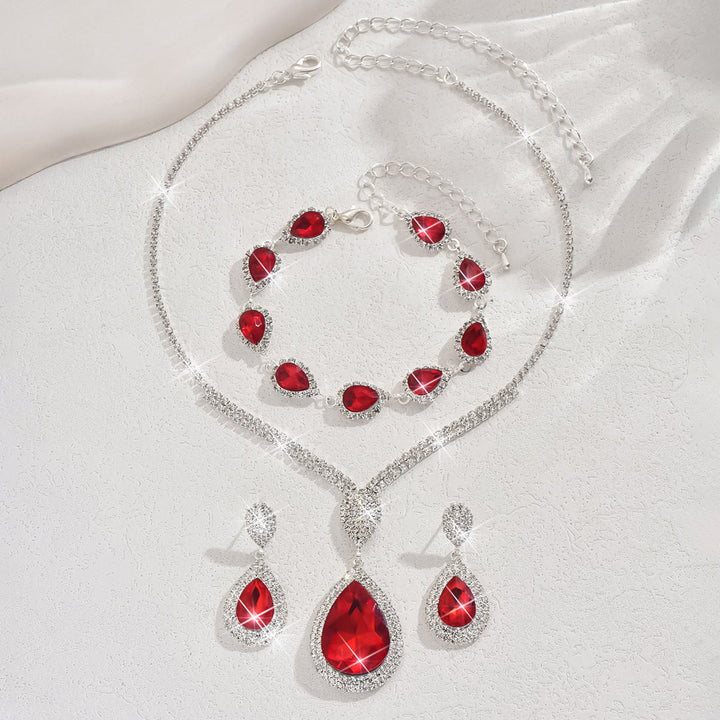 Ruby Teardrop Jewelry Set | Silver