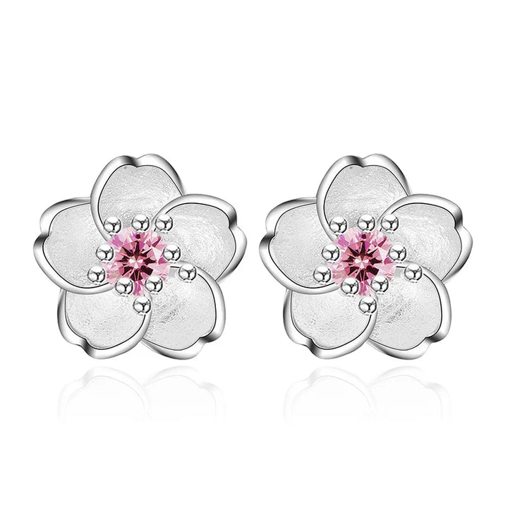 Zirconia Flower Stud Earrings