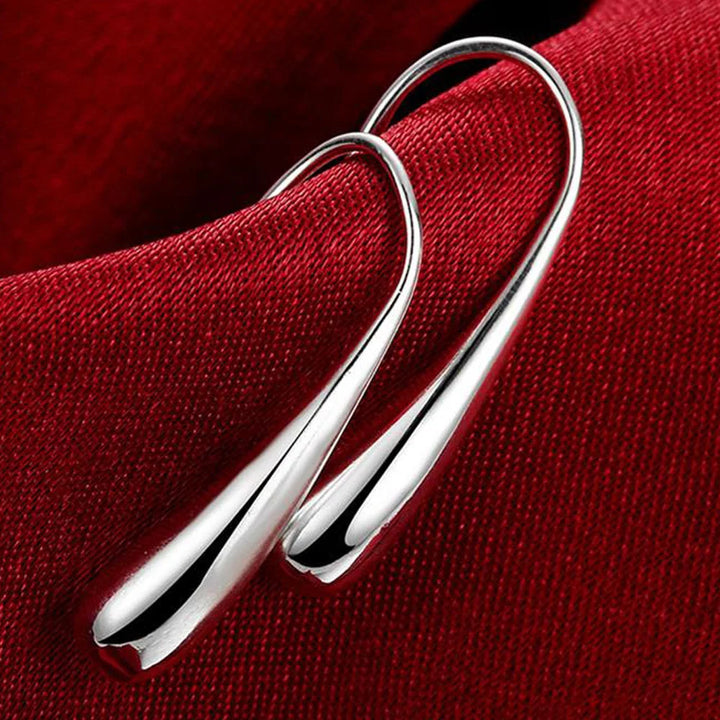 Sterling Silver Water Drop Hoops