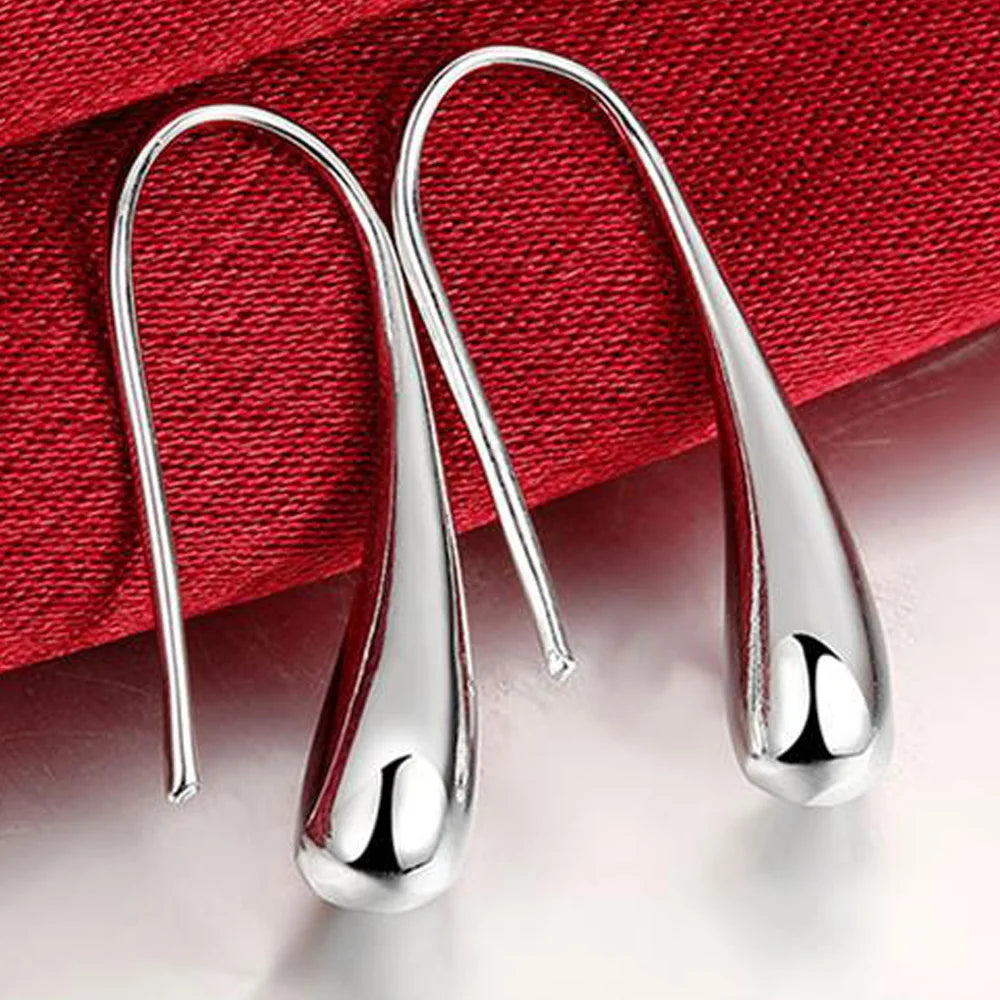 Sterling Silver Water Drop Hoops