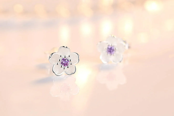 Zirconia Flower Stud Earrings