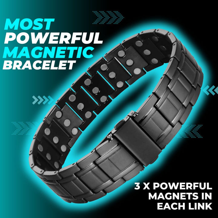 Mens Titanium Magnetic Bracelet TRIPLE Power - Black