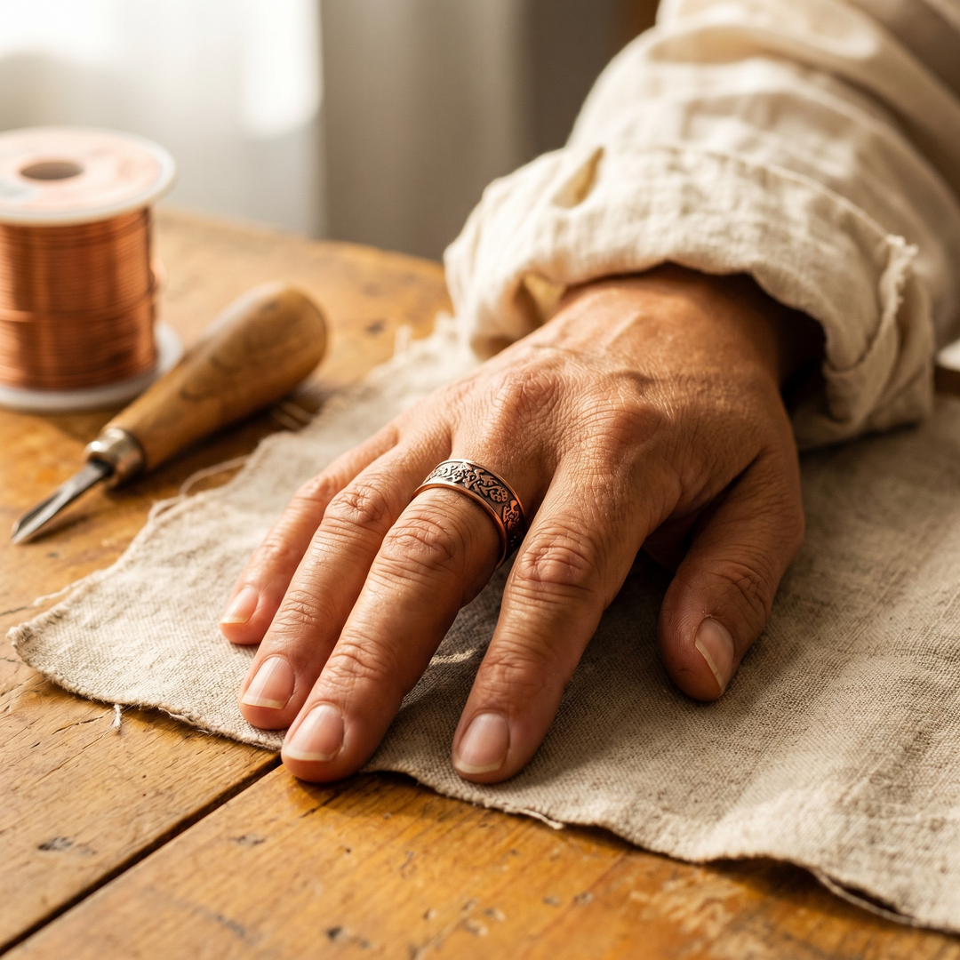 FLORAL ENGRAVED RING | COPPER